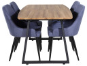 Venture Design Inca & Plaza spisegruppe Natur/blå 4 st stoler & bord 160 x 85 cm