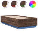  Sengeramme med LED-lys brun eik 90x190 cm konstruert tre 8721012274013