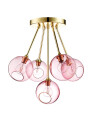 Design By Us Ballroom Molecule taklampe - messing base/rosa glass
