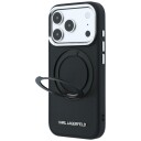 Karl Lagerfeld Ring Stand 360 Saffiano Classic Logo MagSafe-etui iPhone 18/17 Pro Max Svart