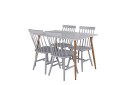 Venture Design Polar & Lönneberga spisegruppe Hvit/grå 4 st stoler & bord 120 x 75 cm