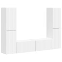  TV benksett 6 pcs Hvit Konstruert tre