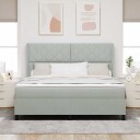  Box Spring Seng med Madrass & LED Lys Lysegrå 180x200 cm Fløyel