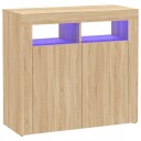 vidaXL Skjenk med LED-lys sonoma eik 80x35x75 cm