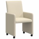  Spisebordsstoler med hjul 2 pcs Krem 57 x 66 x 94 cm Kunstlær