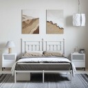 vidaXL Sengeramme i metall med sengegavl hvit 150x200 cm 8720845883683