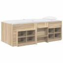  Loft Seng Ramme med Skap 3 pcs Sonoma eik Konstruert tre
