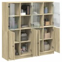  Bokhylle med dører sonoma eik 136x37x142 cm konstruert tre 8721012216167