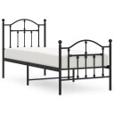 vidaXL Sengeramme i metall med hode- og fotgavl svart 75x190 cm