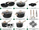 21 delers granitt kokekarsett – non stick induksjonsklar