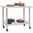 Arbeidsbord med hjul 100x45x85 cm rustfritt stål