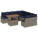 vidaXL Hagesofa Set 9 stk. 8 Antall seter Grå og marineblå