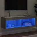  TV benker med LED lys 2 stk grå sonoma 100x30x30 cm