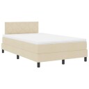  Box Spring Seng med madrass & LED Lys krem 120x190 cm Stoff