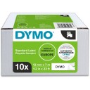DYMO DYMO D1 tape, 12mm x 7m rull, sort på hvit, selvklebende tape til LabelManager printere, original, 10 ruller
