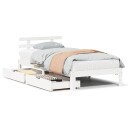  Sengeramme med skuffer hvit 100x200 cm heltre furu