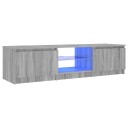 vidaXL TV-benk med LED-lys grå eik 140x40x35,5 cm