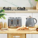 Frokostsett vannkoker & brødrister 1,5L vannkoker 4 skiver brødrister 3000 W 7 bruningsnivåer tining og oppvarming grå