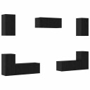 TV benksett Veggmontert 7 pcs Svart eik Konstruert tre