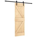 vidaXL Skyvedør Naturlig og svart 70 x 210 cm Massiv Furu Tre