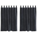  Gardiner med gardiner 2 pcs Mørkegrå 140 x 140 cm Fløyel