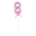 Kakedekorasjon Tall Rosa med Sløyfe   Tallet 8