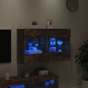 vidaXL Vegghengt TV-benk med LED-lys røkt eik 98,5x30x60,5 cm 8721012256941
