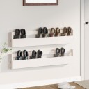 vidaXL Veggmonterte skohyller 2 stk hvit 110 x 9 x 23 cm heltre furu