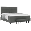  Box Spring Seng med Madrass & Benk Mørkegrå 180x200 cm Stoff