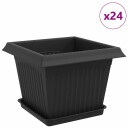 vidaXL Plantepotter 24 pcs Svart 23 x 23 x 17,5 cm Plast