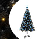  Juletre med 150 LED med stativ Svart 120 cm PVC