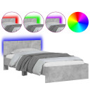  Sengeramme med hodegavl og LED-lys betonggrå 100x200 cm 8721012241527