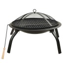 2-i-1 Bålfat og grill med ildrake sort - 56x56x49 cm
