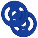Sett med 2 manualvekter 2 x 4 kg vekter vektskivesett vektskiver for 2,5 cm hantelstang Ø 30 mm boring blå