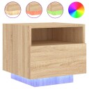  Nattbord med LED sonoma eik 40x39x37 cm 8721012253865