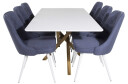 Venture Design Piazza & Velvet spisegruppe Hvit/blå 6 st stoler & bord 180 x 90 cm