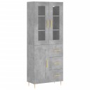 vidaXL Highboard betong grå 69,5x34x180 cm konstruert tre 8720845480752