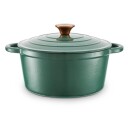 BARBARY&OAK Rund Støpejernsgryte, 24cm, Grønn, 4 liter