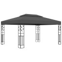 vidaXL Paviljong med dobbelt tak og LED-lysslynge 3x4 m antrasitt