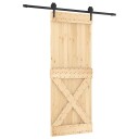 vidaXL Skyvedør Naturlig og svart 80 x 210 cm Massiv Furu Tre