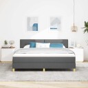  Box Spring Bed med madrass & LED Mørkegrå 180x200 cm Stoff