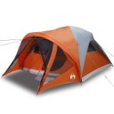 Tunneltelt for camping 6 personer grå og oransje vanntett