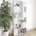 vidaXL Bokhylle/romdeler hvit 80x24x186 cm sponplate