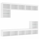 vidaXL Vegghengte TV-enheter med LED 8 deler hvit konstruert tre 8721012470835