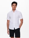 ONLY & SONS Onscaiden Life Ss Solid Linen Shirt Noos - White - S