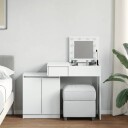  Sminkebord med LED hvit 115x37x110,5 cm