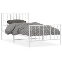 vidaXL Sengeramme i metall med hode- og fotgavl hvit 100x190 cm 8721012250314
