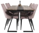 Venture Design Jakarta & Leone spisegruppe Natur/rosa 6 st stoler & bord 200 x 90 cm