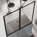 Macro Design Empire Dusjnisje Swing 163-166 cm, sprosser, Sort Mat/Klarglass