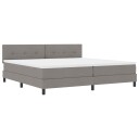  Box Spring Seng med Madrass & LED Taupe 200x200 cm Stoff